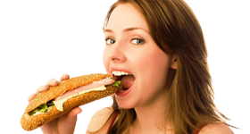 Mujer Apetito Hambre Pan Sabroso