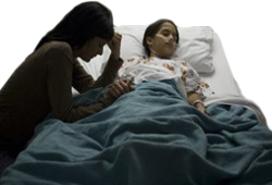 Mujer Preocupada Hija Enferma