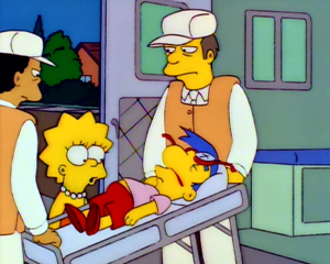 Simpson Milhouse Van Houten Golpeado Paramedicos