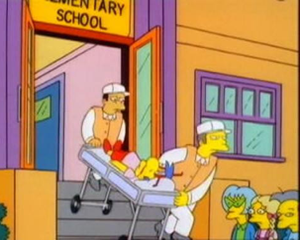 Simpson Milhouse Van Houten Golpeado Camillla