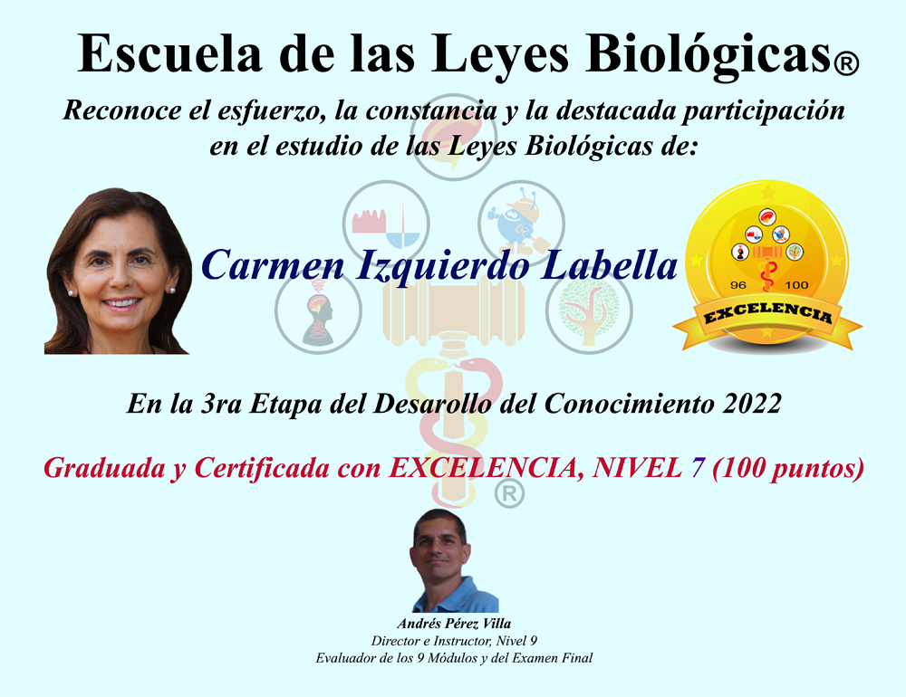 Diploma 2022 Graduada Excelencia Maria Carmen Izquierdo Labella Escuela 5 Leyes Biologicas