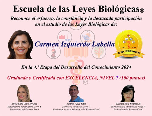 Diploma 2024 Graduada Excelencia Maria Carmen Izquierdo Labella Escuela 5 Leyes Biologicas