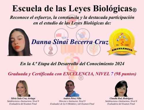 Diploma 2024 Graduada Excelencia Danna Sinai Becerra Cruz Escuela 5 Leyes Biologicas