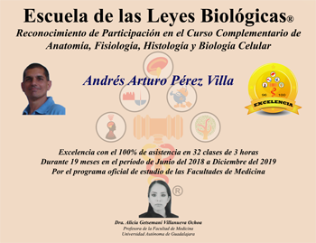 Diploma Curso Complementario Anatomia Histologia Fisiologia 2018 Andres Perez Andy Escuela 5 Leyes Biologicas Nueva Medicina Hamer