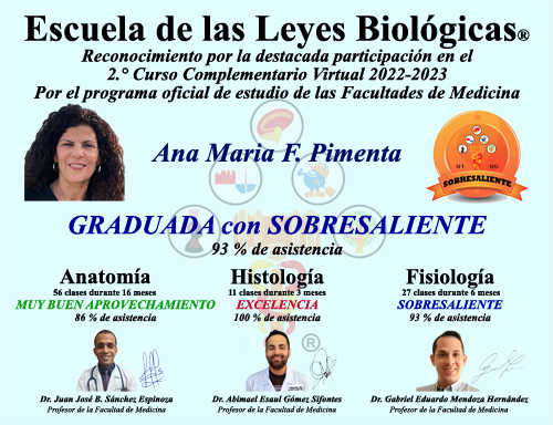 Ana Maria Pimienta Diploma Graduado Curso Anatomia Fisiologia Histologia Escuela 5 Leyes Biologicas