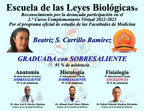 Beatriz Soledad Carrillo Ramirez Diploma Graduado Curso Anatomia Fisiologia Histologia Escuela 5 Leyes Biologicas