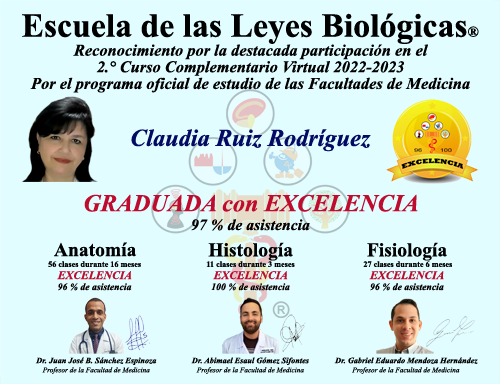 Claudia Ruiz Rodriguez Diploma Graduado Curso Anatomia Fisiologia Histologia Escuela 5 Leyes Biologicas