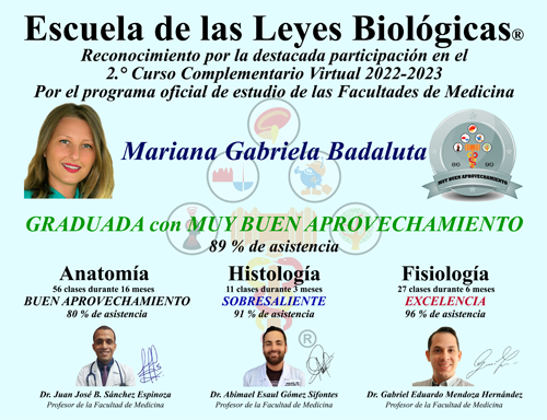 Mariana Gabriela Badaluta Diploma Graduado Curso Anatomia Fisiologia Histologia Escuela 5 Leyes Biologicas