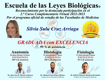 Diploma Curso Complementario Anatomia Histologia Fisiologia 2023 Silvia Sulu Cruz Arriaga Escuela 5 Leyes Biologicas Nueva Medicina Hamer