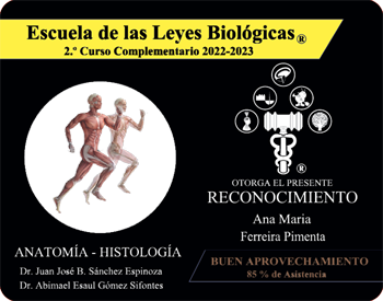 Ana Maria Ferreira Pimenta Reconocimiento Curso Anatomia Histologia Escuela 5 Leyes Biologicas 