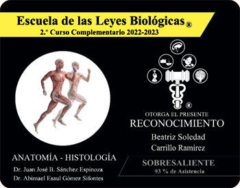 Beatriz Soledad Carrillo Ramirez Reconocimiento Curso Anatomia Histologia Primer Evento 2023 Escuela 5 Leyes Biologicas