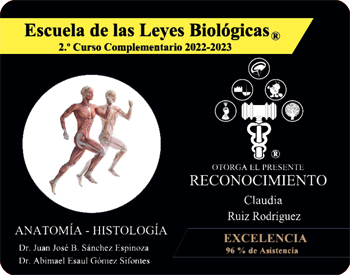 Claudia Ruiz Rodriguez Reconocimiento Curso Anatomia Histologia Primer Evento 2023 Escuela 5 Leyes Biologicas
