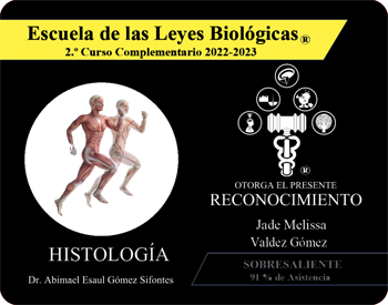 Jade Melissa Valdez Gomez Reconocimiento Curso Histologia Escuela 5 Leyes Biologicas
