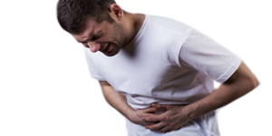 Hombre Fuerte Dolor Abdominal Doblado
