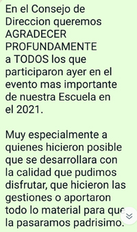 Comentario Participante Posada Navideña Evento 2021 Escuela 5 Leyes Biologicas