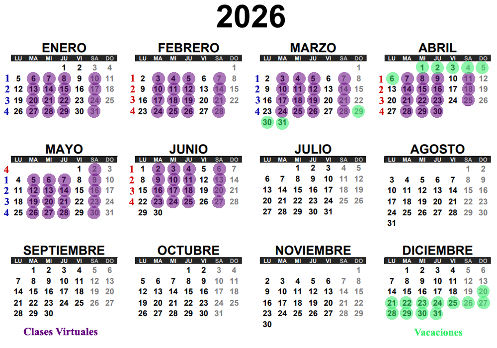 Escuela 5 Leyes Biologicas Calendario Clases 2026