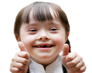 Niña Feliz Sindrome Down Saludando