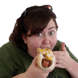 Chica Comelona Exceso Comida Obesidad Sobrepeso Pan