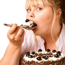 Chica Comelona Exceso Comida Obesidad Sobrepeso Pastel Dulce