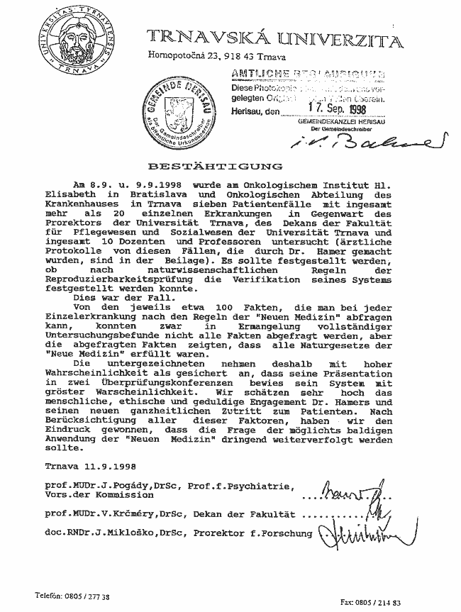 Verificacion Universidad Jozef Miklosko Nueva Medicina Germanica