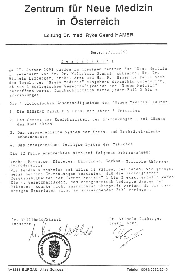 Verificacion Willibald Stangl Nueva Medicina Germanica 5 Leyes Biologicas